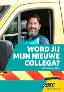 Cover flyer word jij mijn nieuwe collega ambulancechauffeur